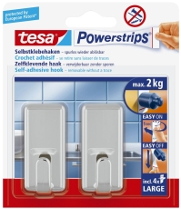 Powerstrips® Systemhaken - ablösbar, classic, Tragfähigkeit 2 kg, chrom