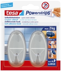 Powerstrips® Systemhaken - ablösbar, oval, chrom, Tragfähigkeit 2 kg