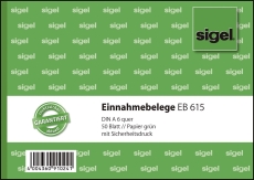 Einnahmebelege - A6 quer, Papier grün, mit Sicherheitsdruck, 50 Blatt