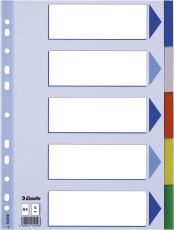 Register - blanko, A4, PP, 5-teilig + Deckblatt, farbig