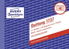 1737 Quittung MwSt. separat ausgewiesen - A6 quer, SD, fälschungssicher, 3 x 40 Blatt, weiß, gelb, rosa