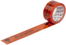 Warnband Bruchgefahr - orange/schwarz, 50 mm x 66 m