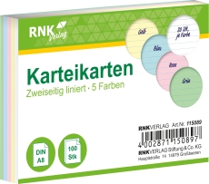 Karteikarten - DIN A8, liniert, farbig sortiert, 100 Karten