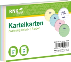 Karteikarten - DIN A6, liniert, farbig sortiert, 100 Karten