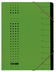 Ordnungsmappe chic - 12 Fächer, A4, Karton (RC), 450 g/qm, grün