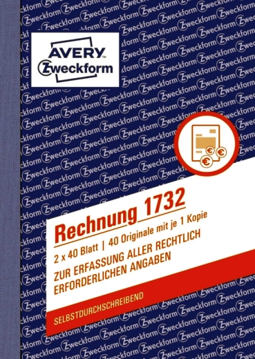 1732 Rechnung, DIN A6, selbstdurchschreibend, 2 x 40 Blatt, weiß, gelb