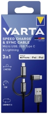 Speed Charge & Sync Kabel 3in1 USB , 2 m, schwarz