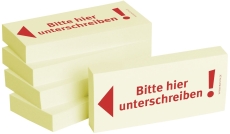 Haftnotizen Bitte hier unterschreiben - 75 x 35 mm, 5x 100 Blatt