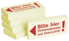 Haftnotizen Bitte hier Firmenstempel und Unterschrift - 75 x 35 mm, 5x 100 Blatt