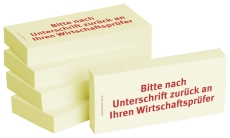 Haftnotizen Bitte nach Unterschrift zurück an Ihren Wirtschaftsprüfer - 75 x 35 mm, 5x 100 Blatt