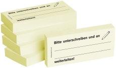 Haftnotizen Bitte unterschreiben und an, weiterleiten - 75 x 35 mm, 5x 100 Blatt