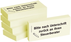 Haftnotizen Bitte nach Unterschrift zurück an Ihren Steuerberater - 75 x 35 mm, 5x 100 Blatt