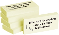 Haftnotizen Bitte nach Unterschrift zurück an Ihren Rechtsanwalt - 75 x 35 mm, 5x 100 Blatt