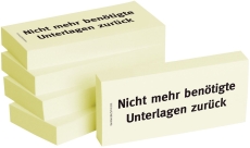 Haftnotizen Nicht mehr benötigte Unterlagen zurück - 75 x 35 mm, 5x 100 Blatt