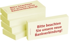 Haftnotizen Bitte beachten Sie unsere neue Bankverbindung - 75 x 35 mm, 5x 100 Blatt