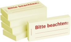 Haftnotizen Bitte beachten - 75 x 35 mm, 5x 100 Blatt