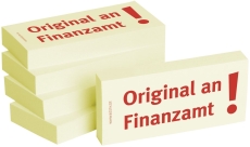 Haftnotizen Original an Finanzamt - 75 x 35 mm, 5x 100 Blatt