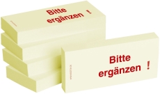 Haftnotizen Bitte ergänzen - 75 x 35 mm, 5x 100 Blatt