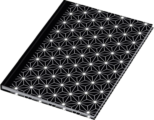 Notizbuch black&white stars - A5, Pünktchenlineatur, 96 Blatt