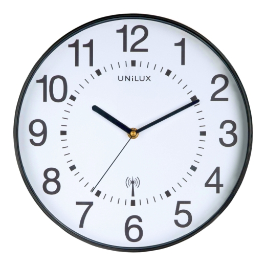 Wanduhr WAVE - Ø 30 cm, Funkwanduhr, schwarz