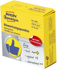 3861 Bewertungspunkt Daumen - Ø 19 mm, Spender mit 250 Etiketten, blau / gelb