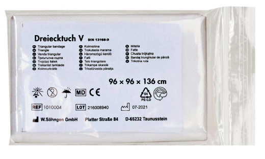 Dreiecktuch V Form - DIN 13168, reinweiß