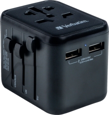 Ladeadapter Universal Travel - UTA-01, Anschlüsse für USB Typ-A & Stromstecker, schwarz