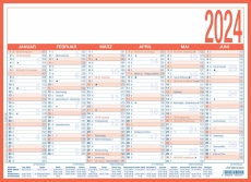 Tafelkalender - A4 quer, 2-farbig, 1 Jahr / 2 Seiten