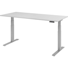 Hammerbacher Schreibtisch C-Fuß elektrisch - 180 x 80 x 64-129 cm, höhenverstellbar, grau/silber, Montageservice