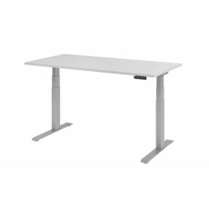 Hammerbacher Schreibtisch C-Fuß elektrisch - 160 x 80 x 64-129 cm, höhenverstellbar, grau/silber, Montageservice