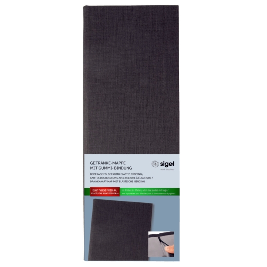 Getränkemappe, 1/2 A4, Gummi-Bindung, anthrazit