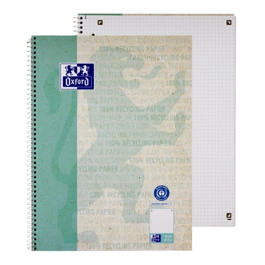 Collegeblock Recycling - A4+, 80 Blatt, punktkariert, aqua