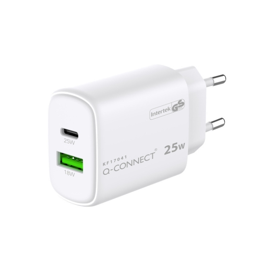 GaN-Ladegerät 25W, 1x USB-A und 1x USB-c, weiß