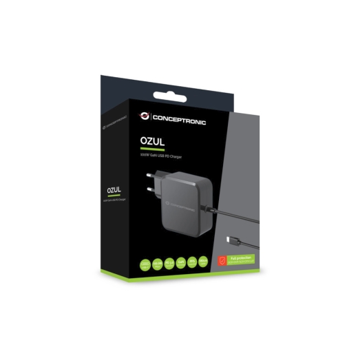 Ladegerät USB-PD, 100W GaN, Eingebautes USB-C-Kabel