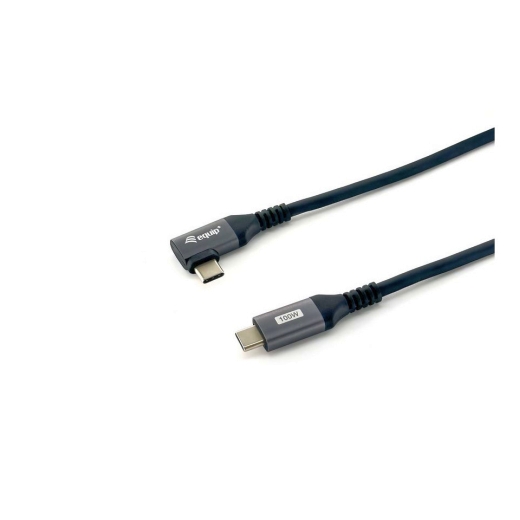 USB-Kabel 2.0, Type-C to C 90°, 2m, M/M, PD 100W, 480Mbps, schwarz