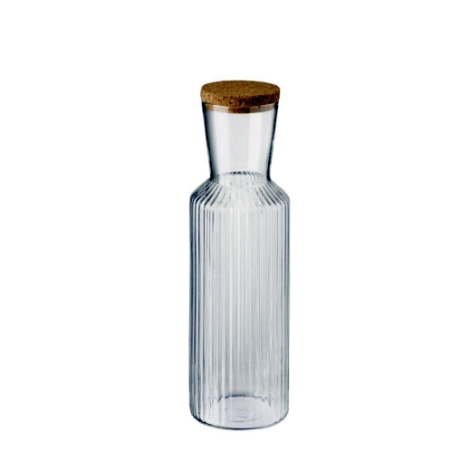 Glaskaraffe Lines mit Korkdeckel, 1L