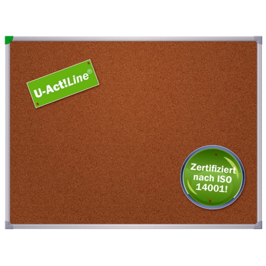 Kork-Notiztafel U-Act!Line®, Aluminiumrahmen, 1800 x 1200 mm, kork