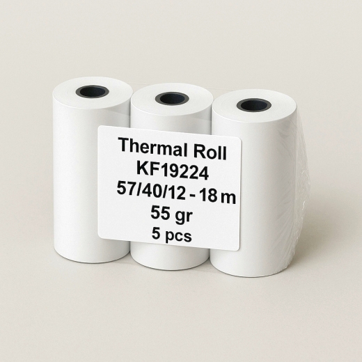 Thermorolle, 57-39-12 mm, 18 m, 55g/m², 5 Stück, weiß