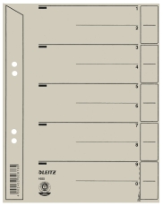 1654 Trennblätter - Lochung geöst, Überbreite, A4, grau, 100 Stück