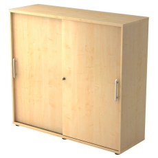 Hammerbacher Schiebetürschrank - 3OH, 120 cm, Relinggriff, Ahorn/Ahorn