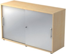 Hammerbacher Schiebetürschrank - 2OH, 120 cm, Relinggriff, Ahorn/Silber