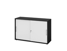 Schiebetürschrank - 2OH, 120 cm, Relinggriff, graphit/weiß