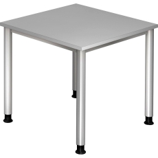 Schreibtisch 4-Fuß-Gestell rund - 80 x 68-76 x 80 cm, grau/silber