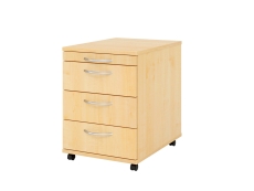 Rollcontainer BASIC - 42,8 x 59 x 58 cm, 3 Schübe, Bogengriff, Ahorn