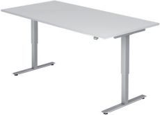 Hammerbacher Sitz-Steh-Schreibtisch mit T-Fuß - 160 x 72-119 x 80 cm, elektr. höhenverstellbar, Weiß, mit Montageservice