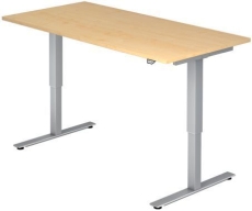 Hammerbacher Sitz-Steh-Schreibtisch mit T-Fuß - 160 x 72-119 x 80 cm, elektr. höhenverstellbar, Ahorn, mit Montageservice