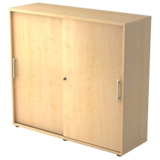 Hammerbacher Schiebetürschrank - 3OH, 120 cm, Relinggriff, Ahorn/Ahorn, mit Montageservice