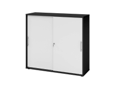 Schiebetürschrank - 3OH, 120 cm, Relinggriff, graphit/weiß , mit Montageservice