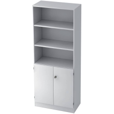 Hammerbacher Regal/Schrank - 5OH, 2OH Türen, Sockelblende, Weiß/Weiß, mit Montageservice