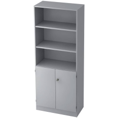 Hammerbacher Regal/Schrank - 5OH, 2OH Türen, Sockelblende, Grau/Grau, mit Montageservice